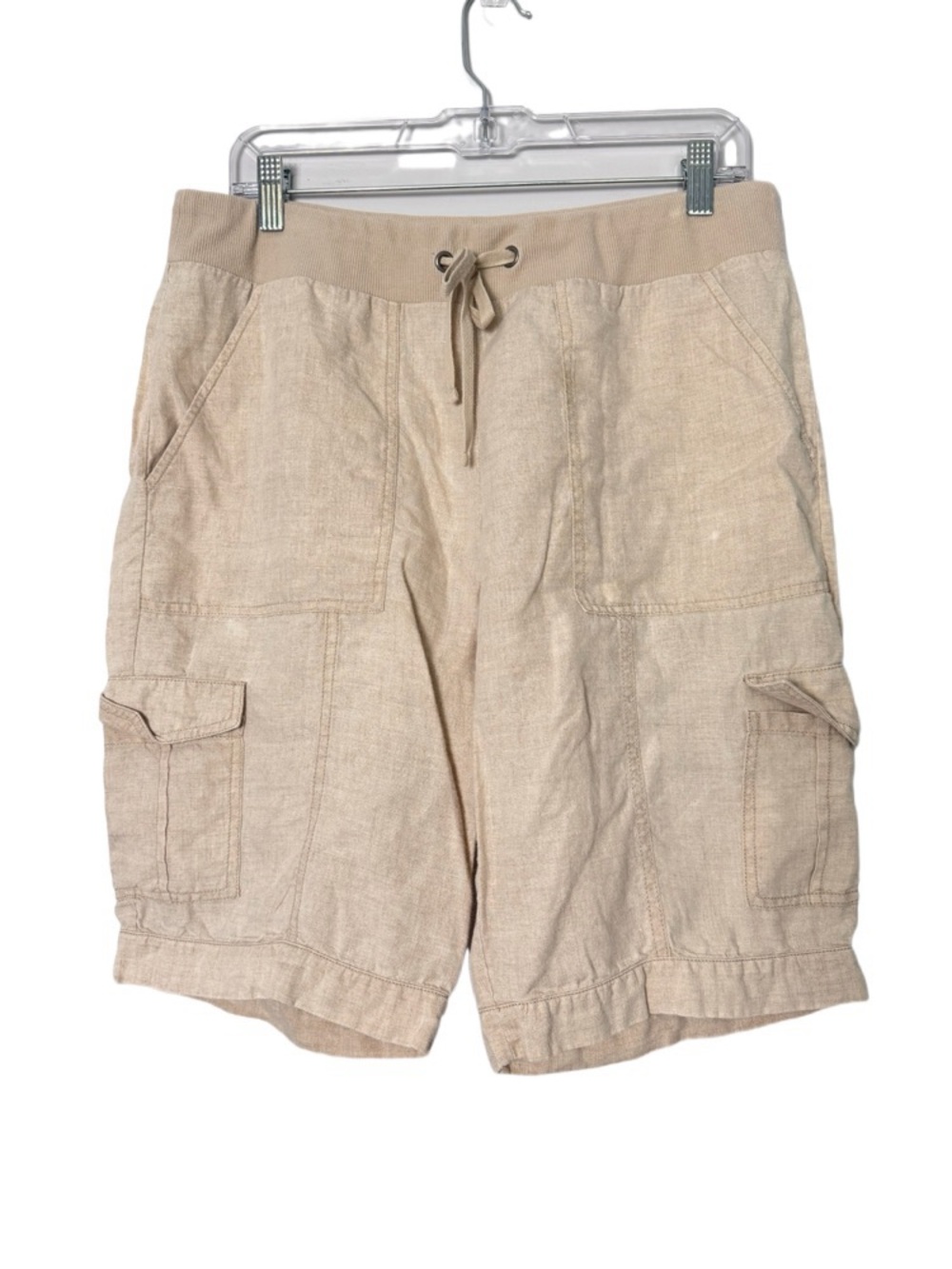 Eileen Fisher Organic Linen Cargo Shorts Pull-On Drawstring Women's Size M